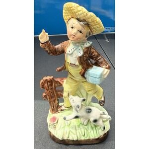 Vintage Farm‎ Boy and Dog Porcelain Figurine Enterprise Exclusive Japan